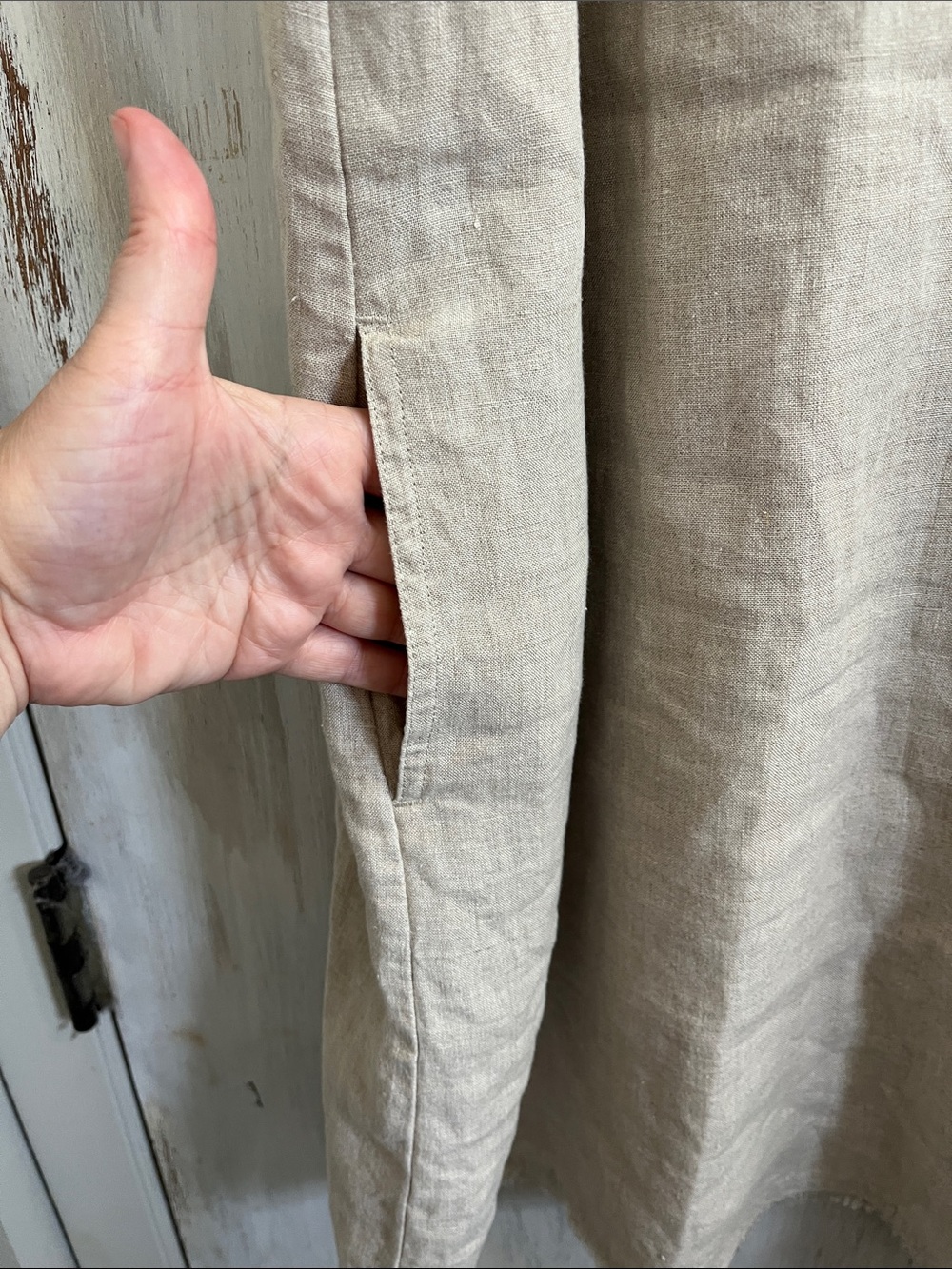 Tommy Bahama Two Palms Ruffle V-Neck Linen Dress in natural beige Sz Large - Picture 4 of 4